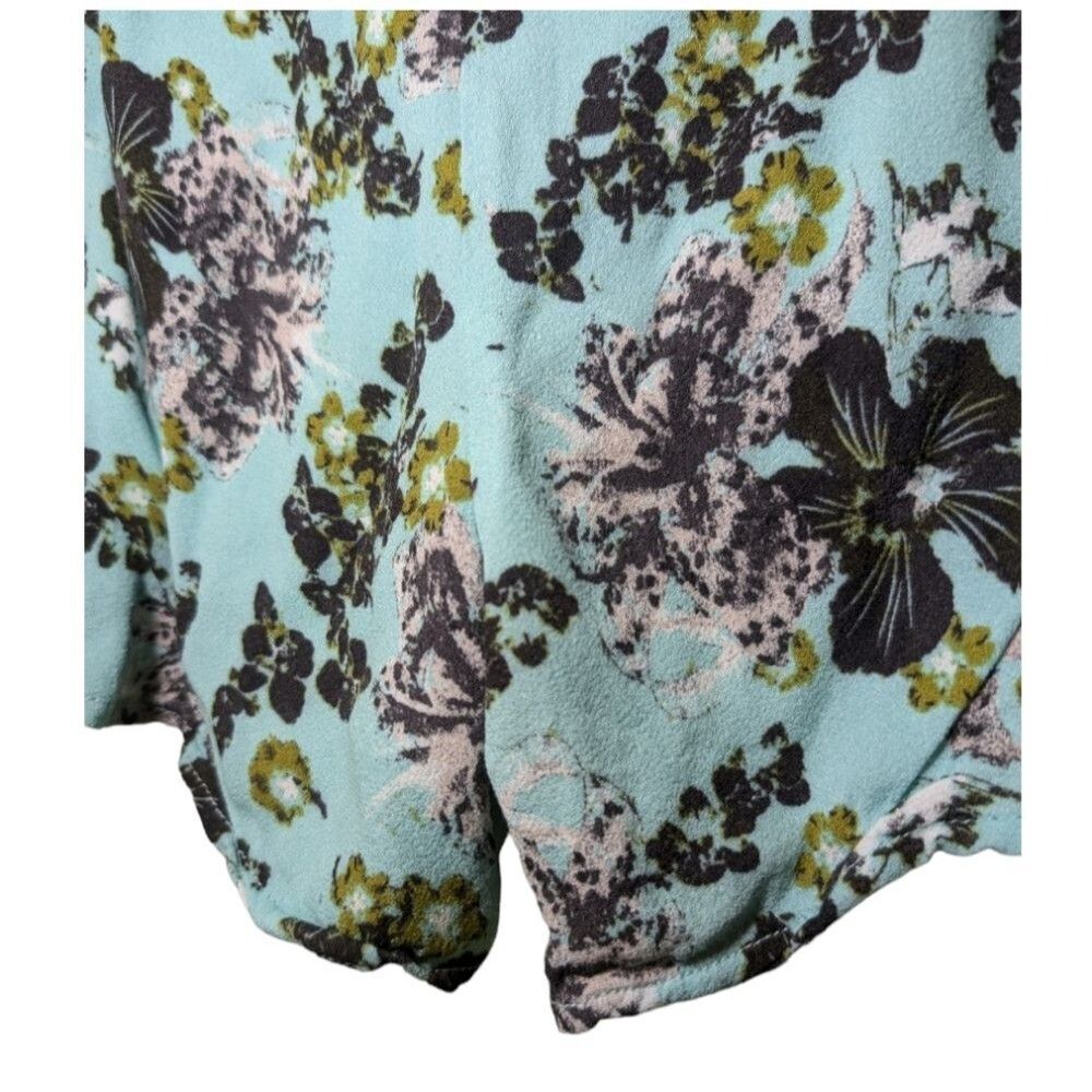Free People Shorts Floral Print Flutter high rise teal black‎ green sz 4 - Picture 5 of 8